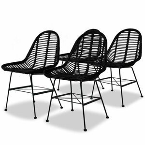 Jídelní židle 4 ks přírodní ratan Dekorhome Černá,Jídelní židle 4 ks přírodní ratan Dekorhome Černá