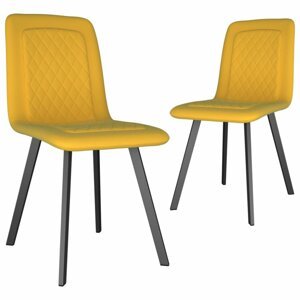 Jídelní židle 2 ks samet / kov Dekorhome Žlutá,Jídelní židle 2 ks samet / kov Dekorhome Žlutá