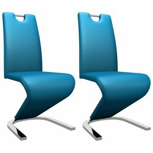 Jídelní židle 2 ks umělá kůže / chrom Dekorhome Modrá,Jídelní židle 2 ks umělá kůže / chrom Dekorhome Modrá