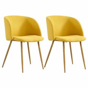 Jídelní židle 2 ks látka / kov Dekorhome Žlutá,Jídelní židle 2 ks látka / kov Dekorhome Žlutá