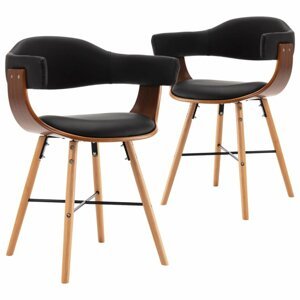 Jídelní židle 2 ks ohýbané dřevo / umělá kůže Dekorhome Černá / hnědá,Jídelní židle 2 ks ohýbané dřevo / umělá kůže Dekorhome Černá / hnědá
