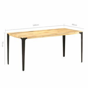 Jídelní stůl masivní dřevo / ocel Dekorhome 160x80x76 cm,Jídelní stůl masivní dřevo / ocel Dekorhome 160x80x76 cm