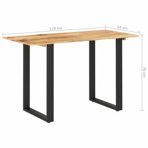 Jídelní stůl masivní dřevo / ocel Dekorhome 118x58x76 cm,Jídelní stůl masivní dřevo / ocel Dekorhome 118x58x76 cm