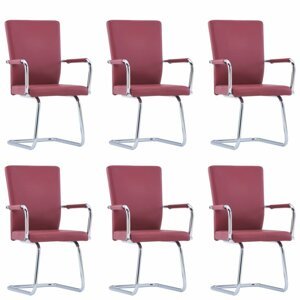 Jídelní židle 6 ks umělá kůže / kov Dekorhome Červená,Jídelní židle 6 ks umělá kůže / kov Dekorhome Červená