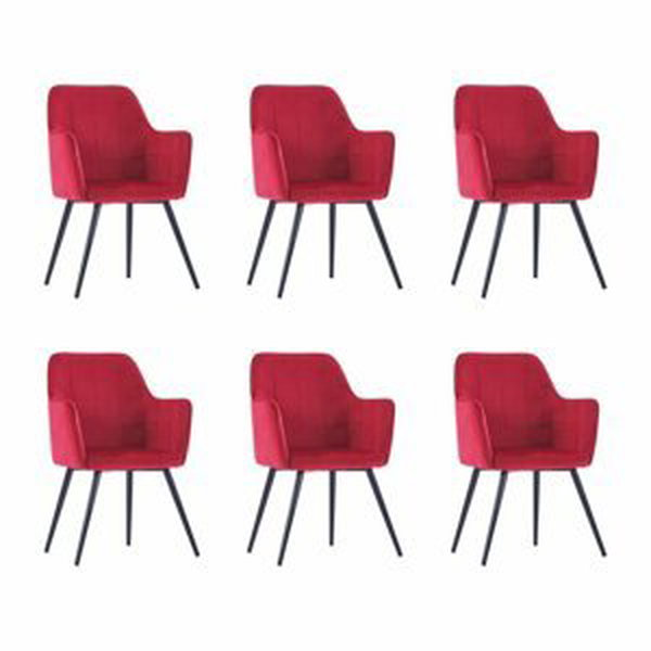 Jídelní židle 6 ks samet / ocel Dekorhome Červená,Jídelní židle 6 ks samet / ocel Dekorhome Červená