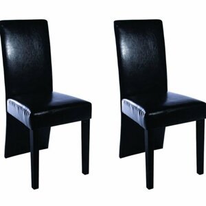 Jídelní židle 2 ks umělá kůže / dřevo Dekorhome Černá,Jídelní židle 2 ks umělá kůže / dřevo Dekorhome Černá