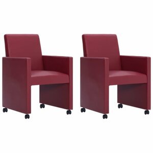 Jídelní židle 2 ks umělá kůže Dekorhome Červená,Jídelní židle 2 ks umělá kůže Dekorhome Červená