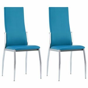 Jídelní židle 2 ks umělá kůže Dekorhome Modrá,Jídelní židle 2 ks umělá kůže Dekorhome Modrá