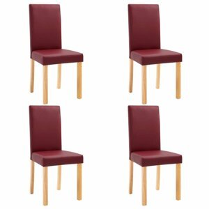 Jídelní židle 4 ks umělá kůže / dřevo Dekorhome Vínová,Jídelní židle 4 ks umělá kůže / dřevo Dekorhome Vínová
