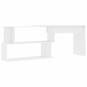Rohový psací stůl 200x50 cm Dekorhome Bílá lesk