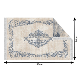 Oboustranný koberec s třásněmi GAZAN vzor / modrá 80x150 cm,Oboustranný koberec s třásněmi GAZAN vzor / modrá 80x150 cm