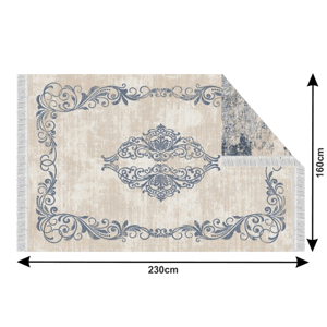 Oboustranný koberec s třásněmi GAZAN vzor / modrá 160x230 cm,Oboustranný koberec s třásněmi GAZAN vzor / modrá 160x230 cm