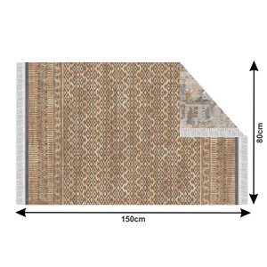 Oboustranný koberec s třásněmi MADALA vzor / hnědá 80x150 cm,Oboustranný koberec s třásněmi MADALA vzor / hnědá 80x150 cm