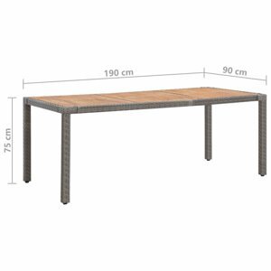 Zahradní stůl šedý polyratan / akácie Dekorhome 190x90x75 cm,Zahradní stůl šedý polyratan / akácie Dekorhome 190x90x75 cm