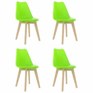 Jídelní židle 4 ks plast / umělá kůže / buk Dekorhome Zelená,Jídelní židle 4 ks plast / umělá kůže / buk Dekorhome Zelená
