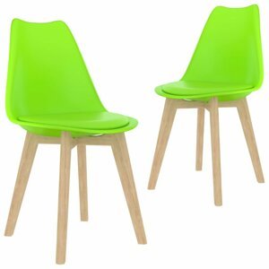 Jídelní židle 2 ks plast / umělá kůže / buk Dekorhome Zelená,Jídelní židle 2 ks plast / umělá kůže / buk Dekorhome Zelená