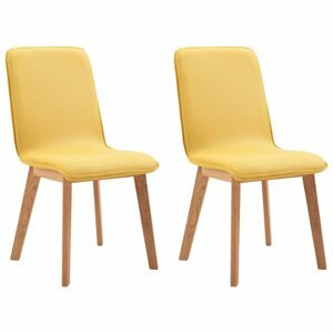 Jídelní židle 2 ks látka / dub Dekorhome Žlutá,Jídelní židle 2 ks látka / dub Dekorhome Žlutá