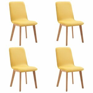 Jídelní židle 4 ks látka / dub Dekorhome Žlutá,Jídelní židle 4 ks látka / dub Dekorhome Žlutá