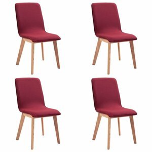 Jídelní židle 4 ks látka / dub Dekorhome Červená,Jídelní židle 4 ks látka / dub Dekorhome Červená