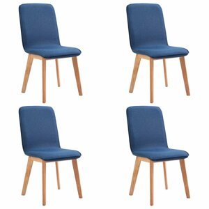 Jídelní židle 4 ks látka / dub Dekorhome Modrá,Jídelní židle 4 ks látka / dub Dekorhome Modrá