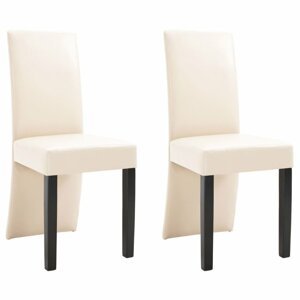 Jídelní židle 2 ks umělá kůže / dřevo Dekorhome Krémová,Jídelní židle 2 ks umělá kůže / dřevo Dekorhome Krémová
