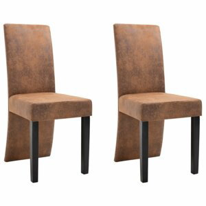Jídelní židle 2 ks umělá kůže / dřevo Dekorhome Hnědá,Jídelní židle 2 ks umělá kůže / dřevo Dekorhome Hnědá