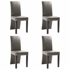 Jídelní židle 4 ks umělá kůže / dřevo Dekorhome Tmavě šedá,Jídelní židle 4 ks umělá kůže / dřevo Dekorhome Tmavě šedá