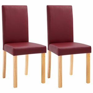 Jídelní židle 2 ks umělá kůže / dřevo Dekorhome Červená,Jídelní židle 2 ks umělá kůže / dřevo Dekorhome Červená