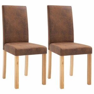 Jídelní židle 2 ks umělá kůže / dřevo Dekorhome Hnědá,Jídelní židle 2 ks umělá kůže / dřevo Dekorhome Hnědá