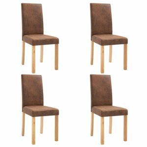 Jídelní židle 4 ks umělá kůže / dřevo Dekorhome Hnědá,Jídelní židle 4 ks umělá kůže / dřevo Dekorhome Hnědá