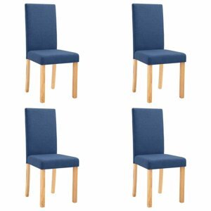 Jídelní židle 4 ks látka / kaučukovník Dekorhome Modrá,Jídelní židle 4 ks látka / kaučukovník Dekorhome Modrá