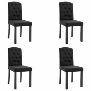Jídelní židle 4 ks látka / kaučukovník Dekorhome Černá,Jídelní židle 4 ks látka / kaučukovník Dekorhome Černá