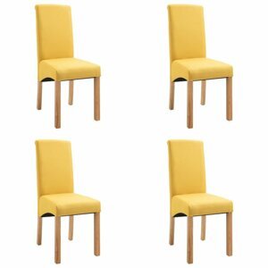 Jídelní židle 4 ks látka / dřevo Dekorhome Žlutá,Jídelní židle 4 ks látka / dřevo Dekorhome Žlutá