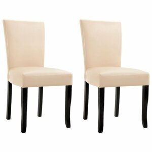 Jídelní židle 2 ks umělá kůže Dekorhome Krémová,Jídelní židle 2 ks umělá kůže Dekorhome Krémová