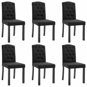 Jídelní židle 6 ks látka / kaučukovník Dekorhome Černá,Jídelní židle 6 ks látka / kaučukovník Dekorhome Černá