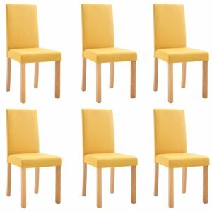 Jídelní židle 6 ks látka / dřevo Dekorhome Žlutá,Jídelní židle 6 ks látka / dřevo Dekorhome Žlutá