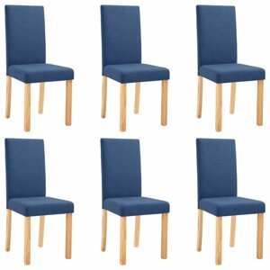 Jídelní židle 6 ks látka / dřevo Dekorhome Modrá,Jídelní židle 6 ks látka / dřevo Dekorhome Modrá