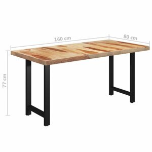Jídelní stůl masivní dřevo / ocel Dekorhome 160x80x77 cm,Jídelní stůl masivní dřevo / ocel Dekorhome 160x80x77 cm