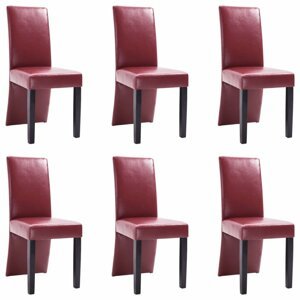 Jídelní židle 6 ks umělá kůže / dřevo Dekorhome Vínová,Jídelní židle 6 ks umělá kůže / dřevo Dekorhome Vínová