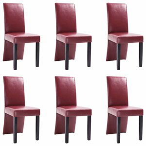 Jídelní židle 6 ks umělá kůže / dřevo Dekorhome Vínová,Jídelní židle 6 ks umělá kůže / dřevo Dekorhome Vínová