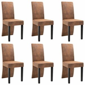 Jídelní židle 6 ks umělá kůže / dřevo Dekorhome Hnědá,Jídelní židle 6 ks umělá kůže / dřevo Dekorhome Hnědá