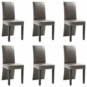Jídelní židle 6 ks umělá kůže / dřevo Dekorhome Tmavě šedá,Jídelní židle 6 ks umělá kůže / dřevo Dekorhome Tmavě šedá