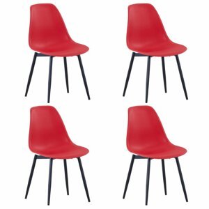 Jídelní židle 4 ks plast / kov Dekorhome Červená,Jídelní židle 4 ks plast / kov Dekorhome Červená