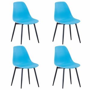 Jídelní židle 4 ks plast / kov Dekorhome Modrá,Jídelní židle 4 ks plast / kov Dekorhome Modrá
