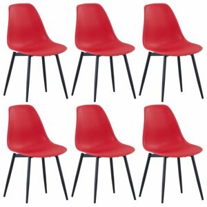 Jídelní židle 6 ks plast / kov Dekorhome Červená,Jídelní židle 6 ks plast / kov Dekorhome Červená
