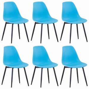 Jídelní židle 6 ks plast / kov Dekorhome Modrá,Jídelní židle 6 ks plast / kov Dekorhome Modrá