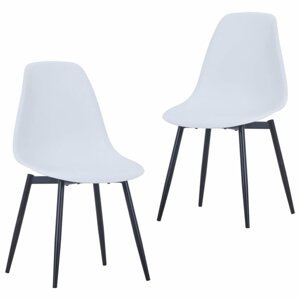 Jídelní židle 2 ks plast / kov Dekorhome Bílá,Jídelní židle 2 ks plast / kov Dekorhome Bílá