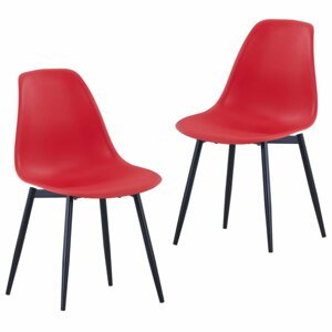 Jídelní židle 2 ks plast / kov Dekorhome Červená,Jídelní židle 2 ks plast / kov Dekorhome Červená