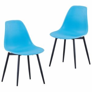 Jídelní židle 2 ks plast / kov Dekorhome Modrá,Jídelní židle 2 ks plast / kov Dekorhome Modrá