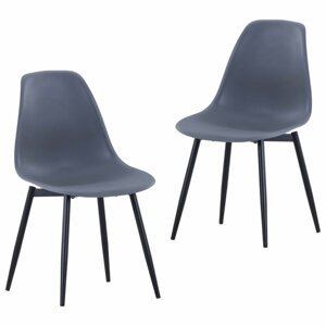 Jídelní židle 2 ks plast / kov Dekorhome Šedá,Jídelní židle 2 ks plast / kov Dekorhome Šedá